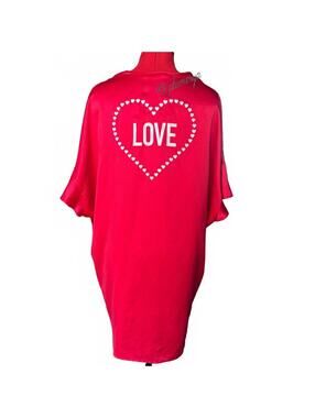 Victoria’s Secret LOVE Womens Satin Red Heart Colorful Loungewear Sleep Robe NWT